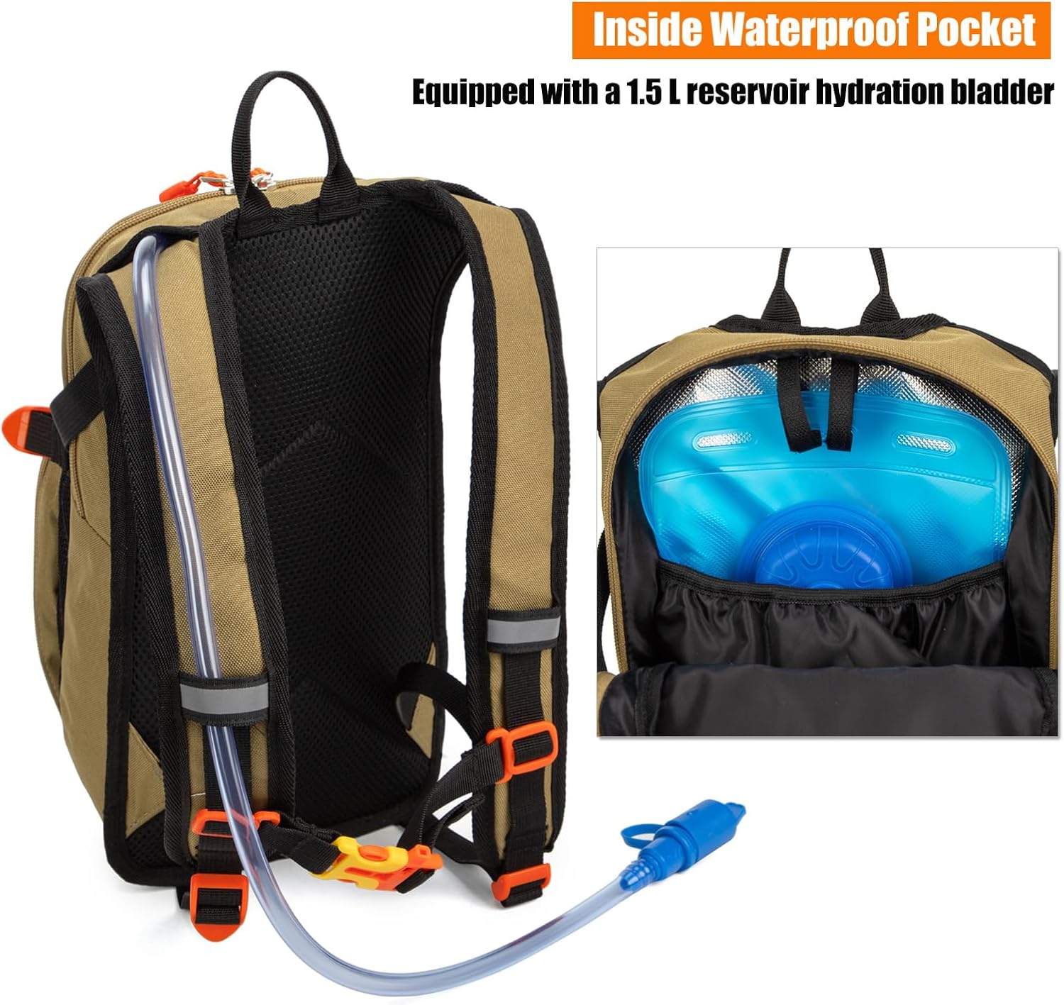 Kids Hydration Backpack, Water Hiking Backpack for Boys or Girls with 1.5L Reservoir Bladder