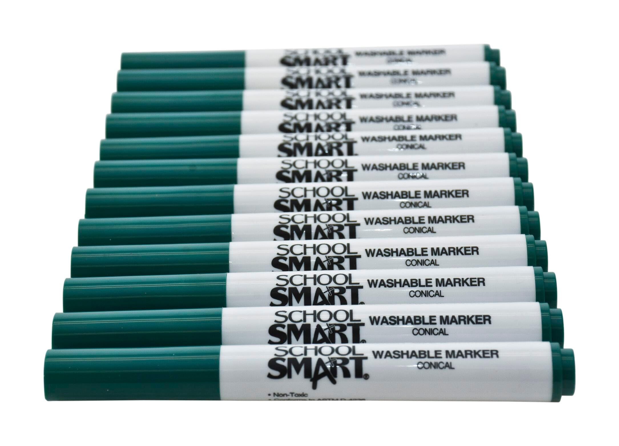 School Smart Washable Art Markers, Conical Tip, Green, Pack of 12 - Image 3