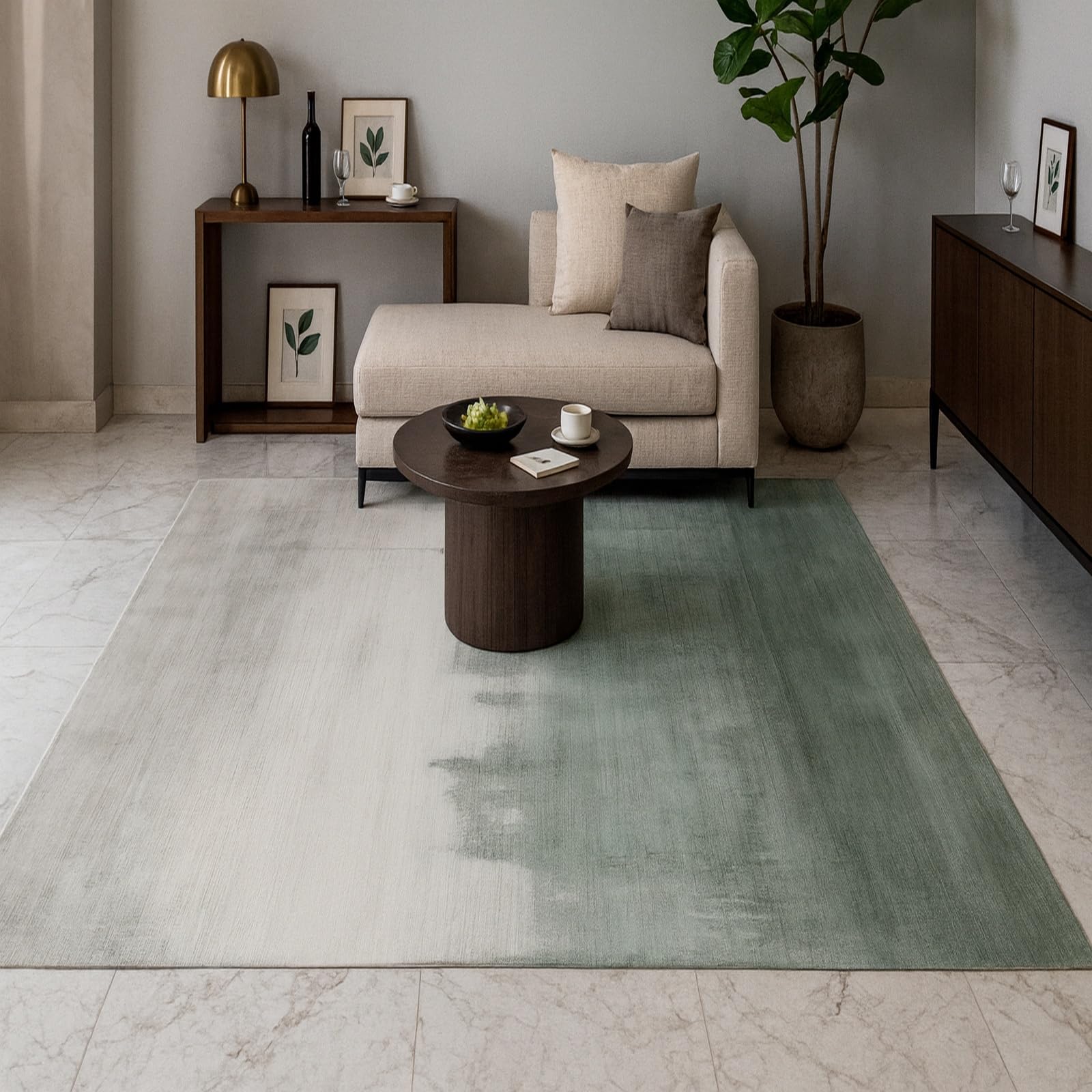 Tapis lavable pour cuisine et salon 90x150 cm abstrait vert moderne