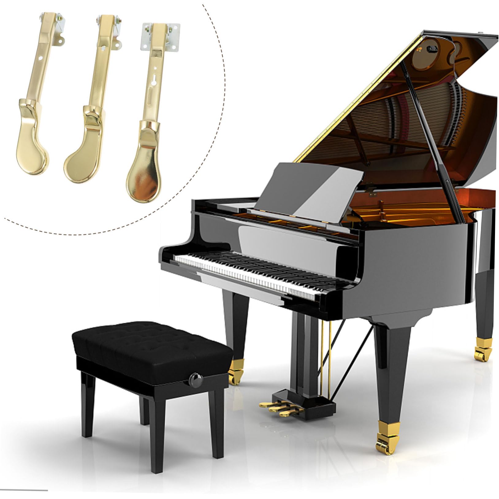 Amazon | ABOOFAN 3個 アップライト ピアノ ペダル ピアノフットペダル  