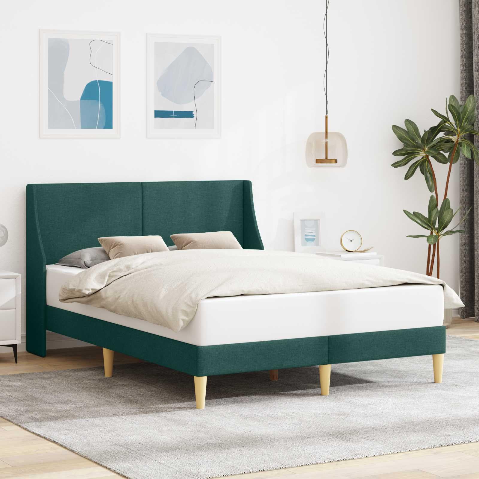 Telaio per letto con testiera e rete a doghe, robusto telaio per letto in compensato, design moderno per camera da letto, portata fino a 280 kg, piastra di collegamento