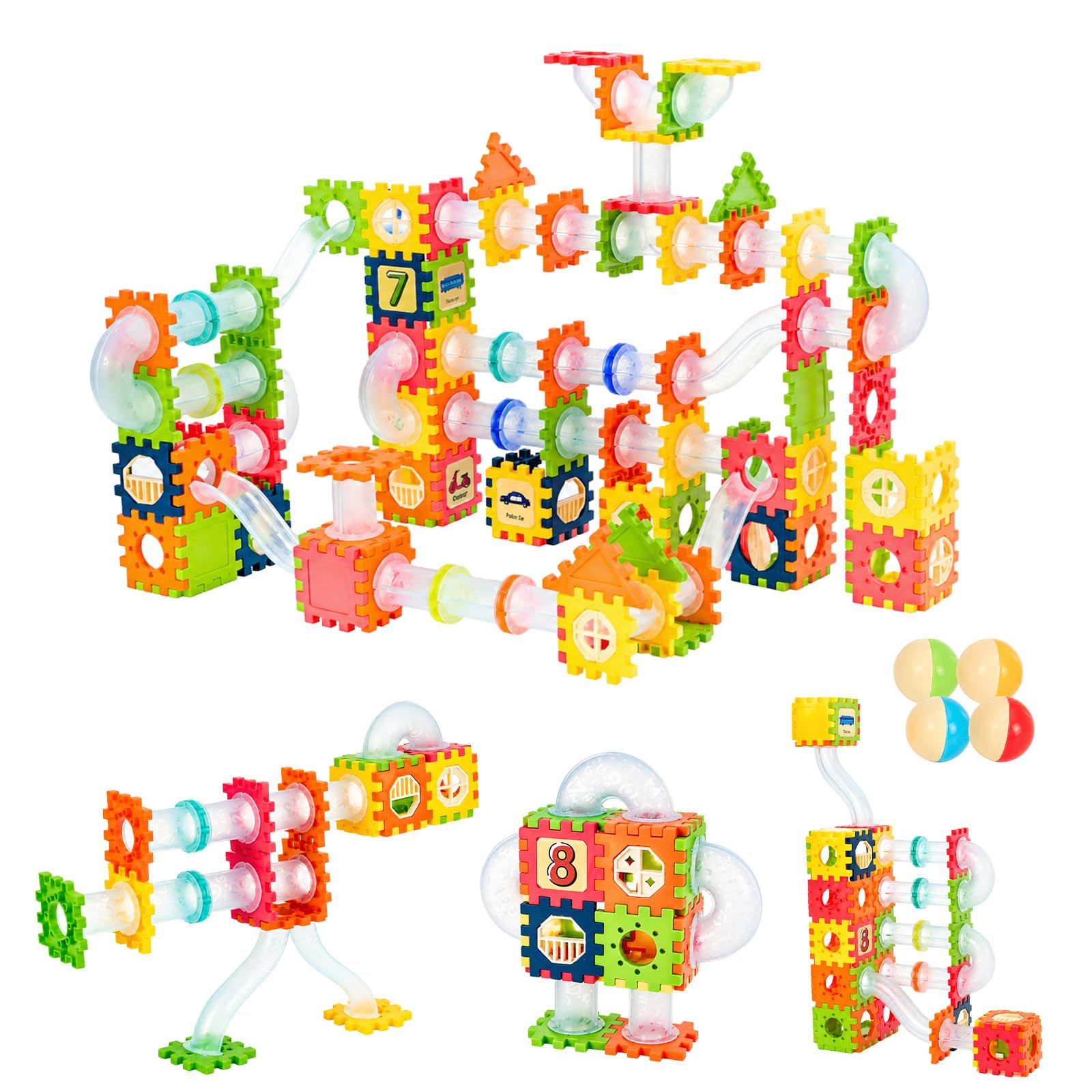FERNVALE 234PCS Marble Run Track Building Blocks Set for Kids, STEM Marble Race Construction Toy with Colourful Marbles, Educational Building Game for Boys & Girls Age 3-12, Creative Marble Maze Gift