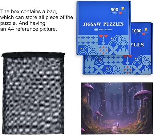 Miniatura 7 de Rompecabezas de bosque de hongos de 500 piezas para adultos, rompecabezas educativos de aprendizaje, juguetes familiares difíciles y desafiantes con