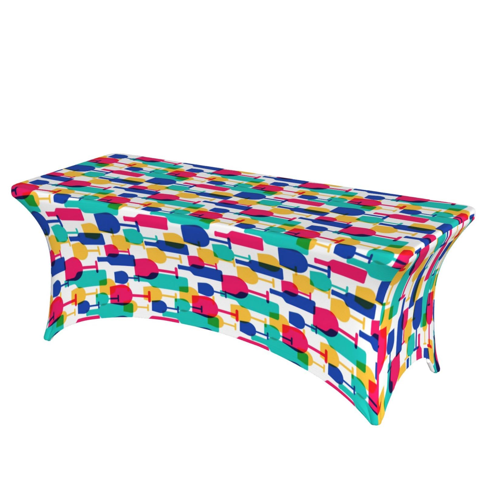 NImongt Cocktail Glasses And Wine Bottles Print Elastic Rectangular Tablecloth Holidays Family Banquet Wedding Party Table Cover
