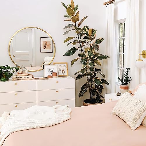 Miniatura 5 de Espejo circular redondo de pared de 18 pulgadas, espejo colgante grande con marco de metal dorado para decoración de baño, tocador, dormitorio, sala