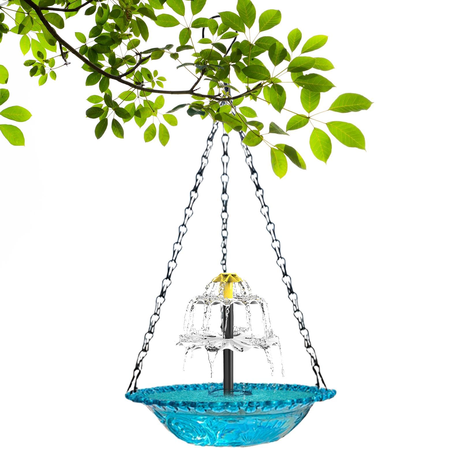 Abbeveratoio solare per uccelli, fontana solare sospesa, fontana per uccelli da giardino, pompa per fontana a energia solare per colibrì per balcone, giardino, barche