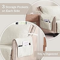 Vista 4 de Soft Quilted Couch Cover with Pockets for Extra-Large Sofa, Anti-Slip Sofa Covers Washable for 3 Cushion Pet Friendly Medallion Oversized Sofa Cover