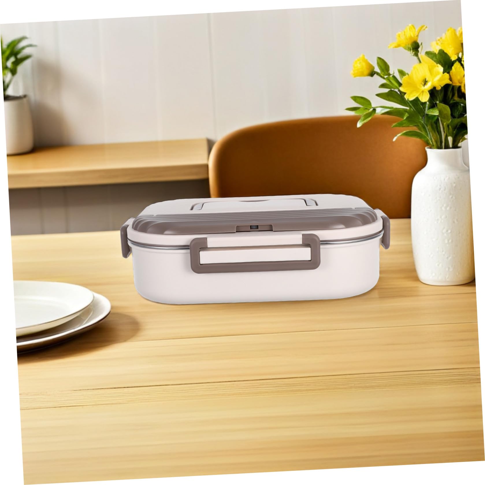 Auslaufsichere Edelstahl Lunchbox mit Fächern Doppelschichtiges Bento Essensbehälter mit Abnehmbarem Deckel Mikrowellengeeignet Spülmaschinenfest für Büro Schule und Reisen