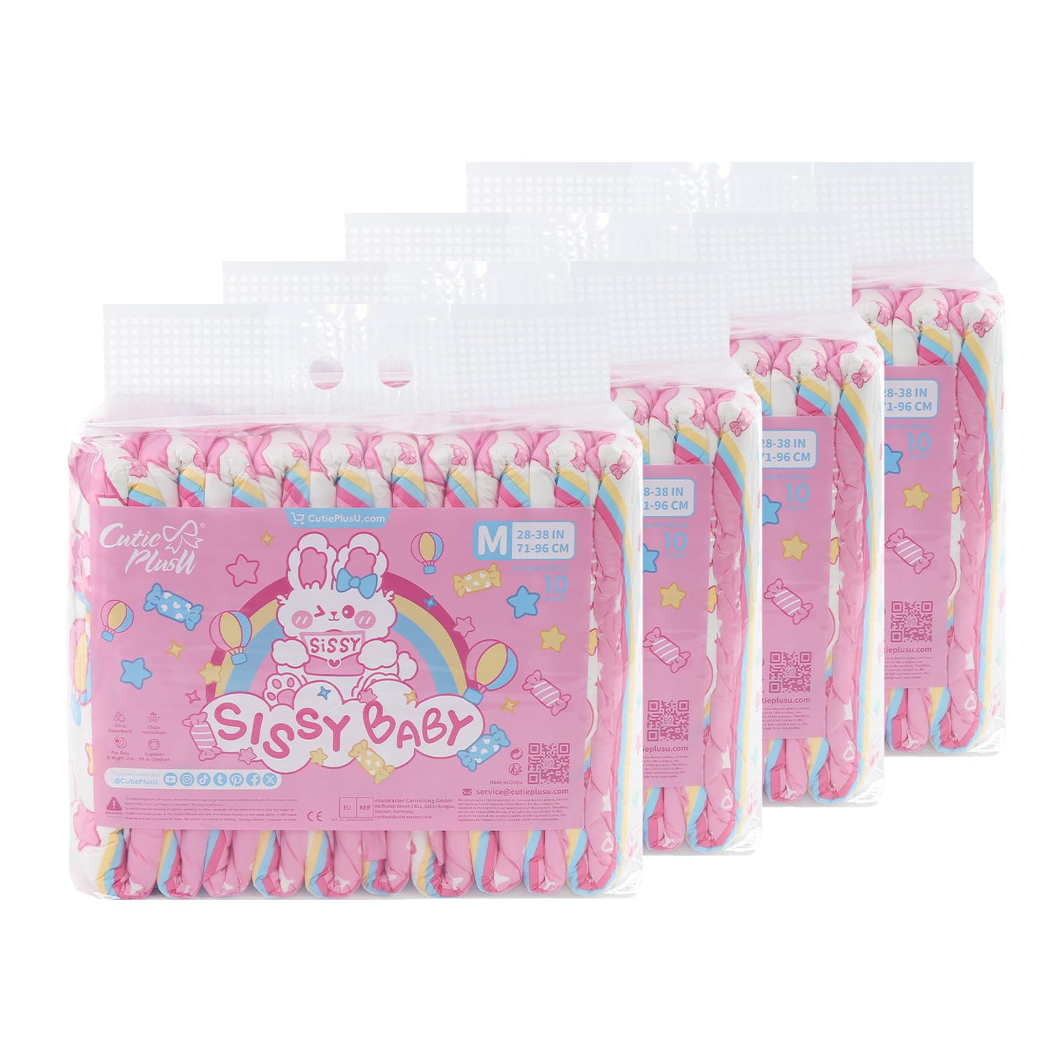 CutiePlusU 40 pañales para adultos con fuerte succión nocturna, para bebé (L 94 cm- 119 cm)
