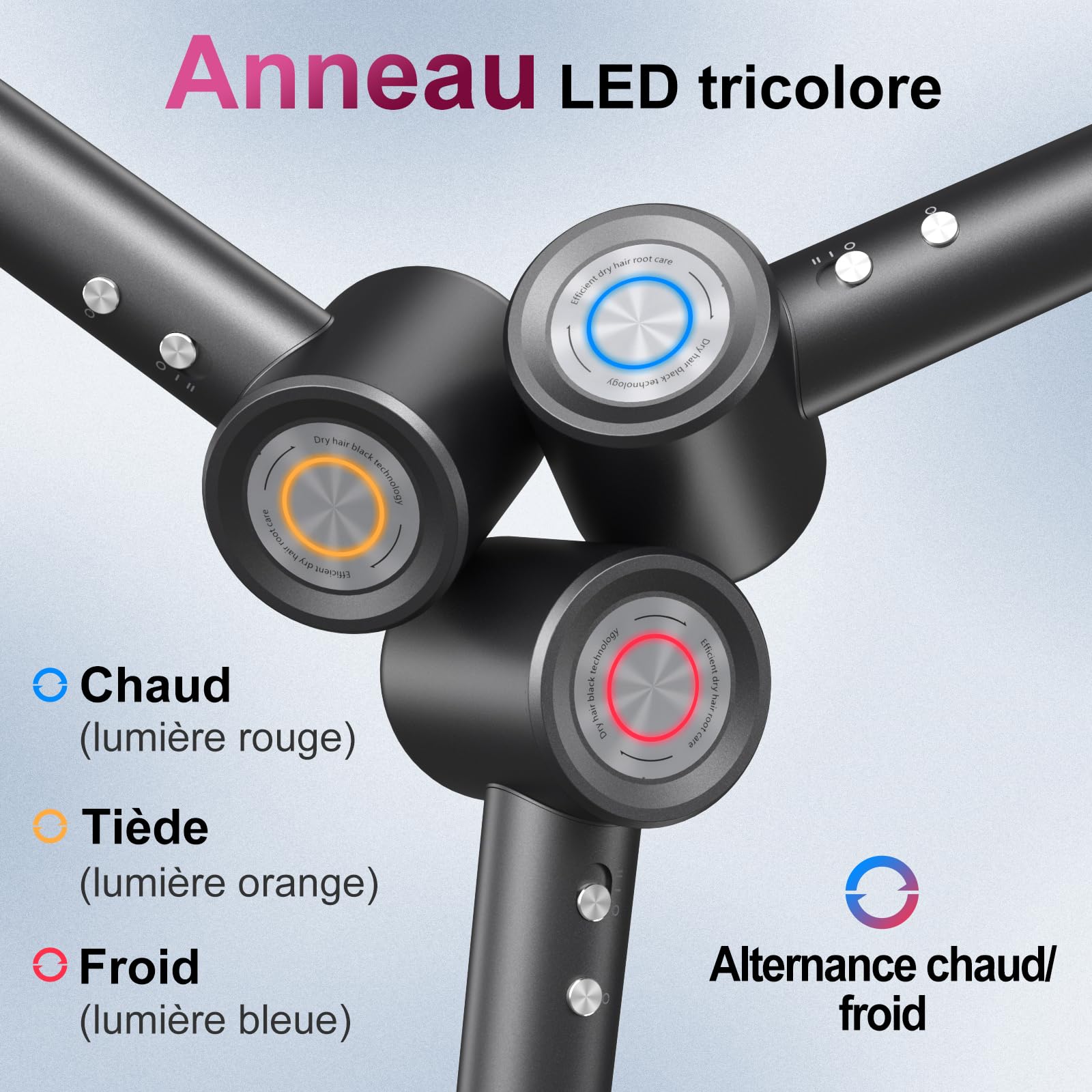 Sèche Cheveux Professionnel Ionique avec Diffuseur Bouclé, 200 Mio Ionique Négatifs Plasma, Mteur Brushless de 110 000tr/min, 1600W, Ultra Compact, 59dB Faible Bruit Pour Maison et Voyages