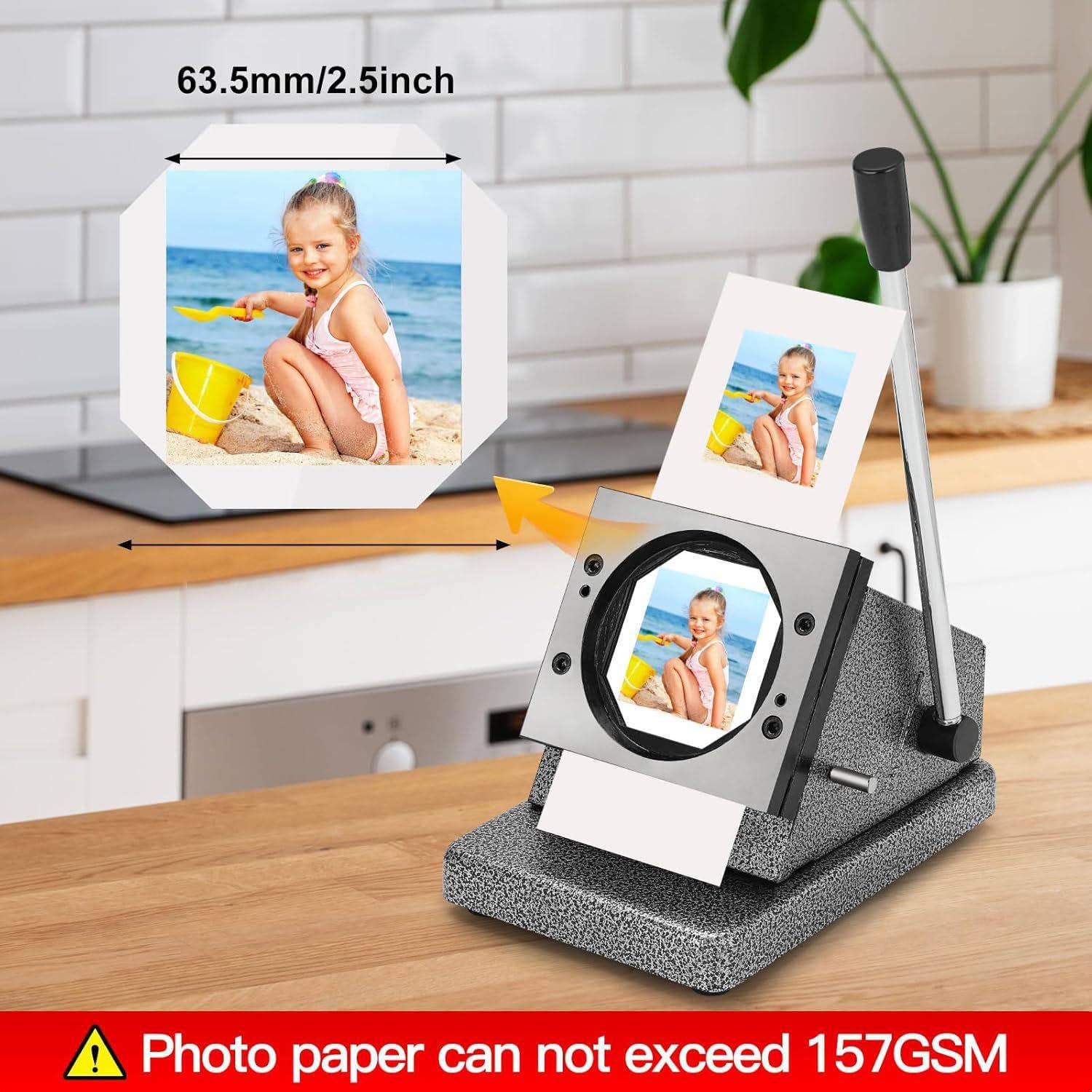 50x50mm Square Fridge Magnet Maker Machine, Refrigerator Sticker Making Machine DIY Photo Magnet Press Machine+Paper Cutter+100/1000pcs Materials 63.5 * 63.5mm
