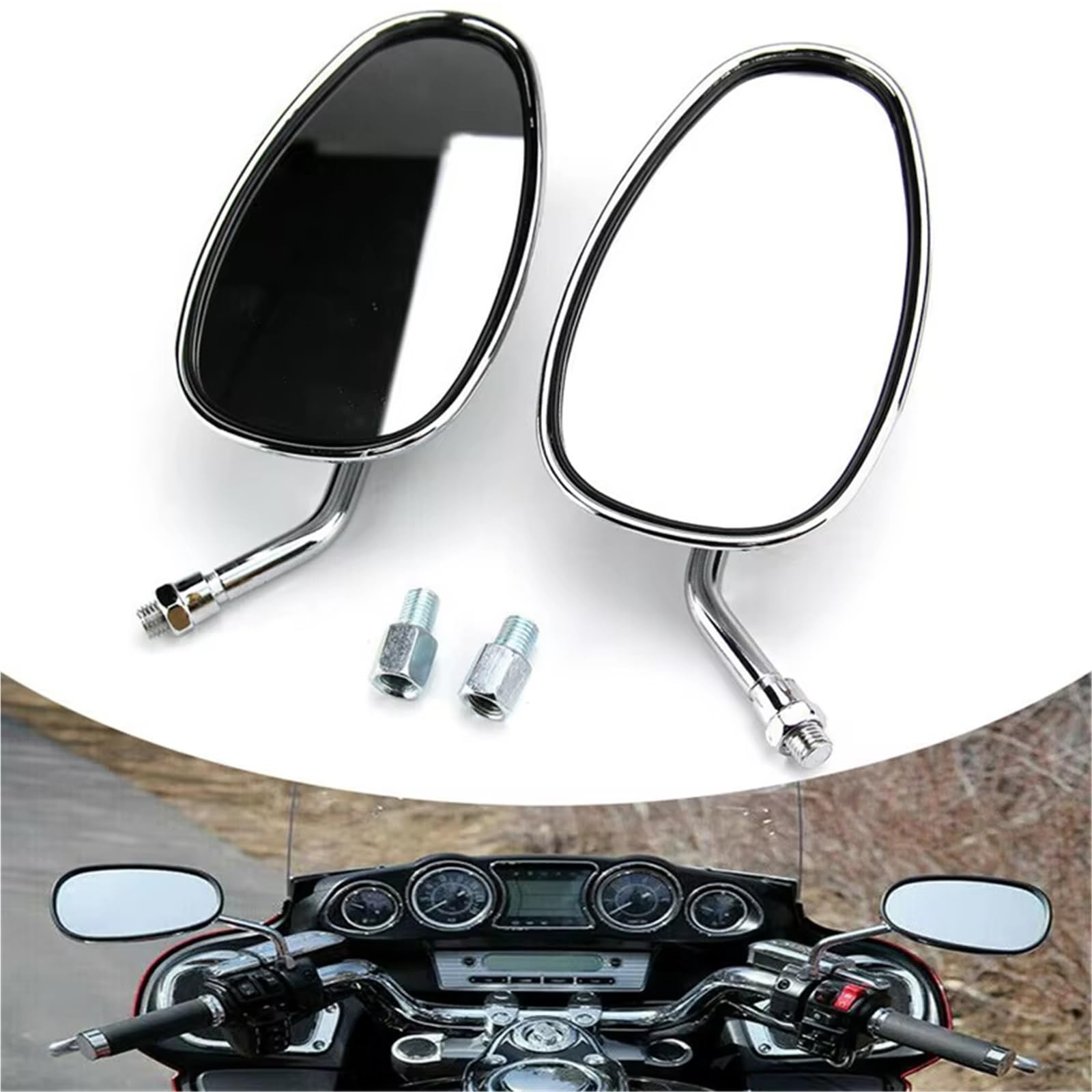 Specchietto retrovisore Cromato da 10 mm per Moto Chopper, specchietti Laterali per Moto Kawasaki