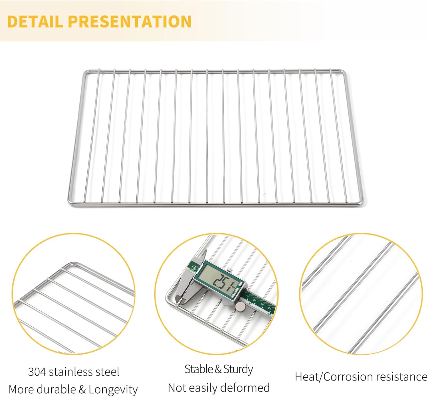 Allstare 304 Stainless Steel KCO124BM Oven Rack replacement Parts for KitchenAid Digital Air Fry Countertop Oven Accessories 14.1" x 12" KitchenAid Cooking Rack Toaster Oven Baking Wire Rack 1 Pack