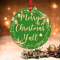 Vista 12 de Merry Christmas Y'all Christmas Tree Ornament Holiday Xmas Gift Acrylic Christmas Ornaments Gold Snowflake Ball Wreath Xmas Tree Decorations for
