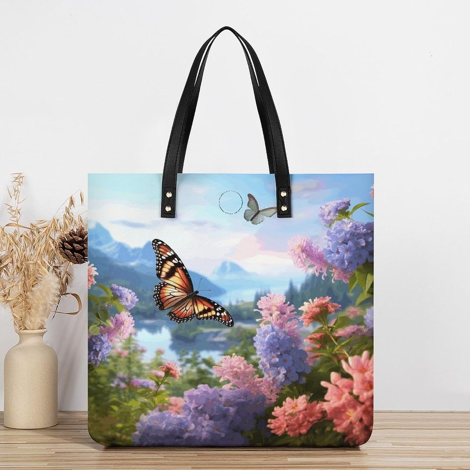 Butterfly Garden Handbags Large Capacity, Tote Bag Stylish Slouchy, Shoulder Bags for Work Beach Travel And Shopping Grocery.