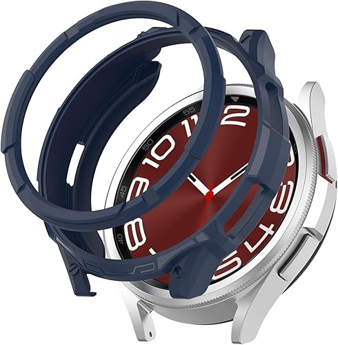 Miniatura 5 de Funda compatible con Samsung Galaxy Watch 6 Classic de 1.73 pulgadas y 1.77 pulgadas, carcasa de borde completo con anillo de bisel protector para
