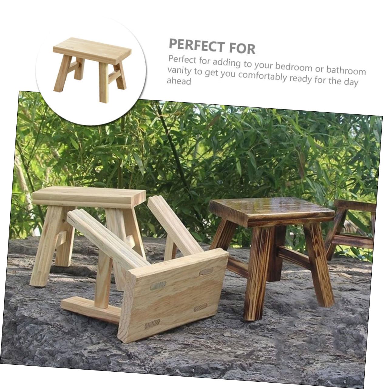 Holztrittschemel für Kinder mit Glatten Kanten und Portabel für Klassisches Zimmer oder Schlafzimmer Stabiler und Langlebiger Kleiner Holzhocker