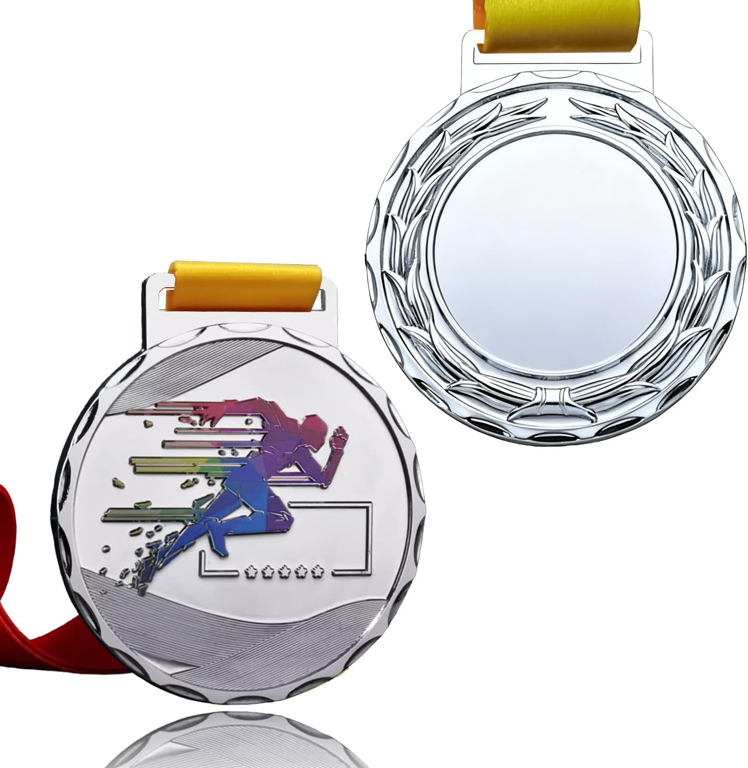 1/6/12 Pcs Gold Silver Bronze Relay Race Walking Hurdles Running Medals with Neck Ribbons for Awards,2.75 Inches,1st 2nd 3rd Award Medals for Sports, Competitions, Games