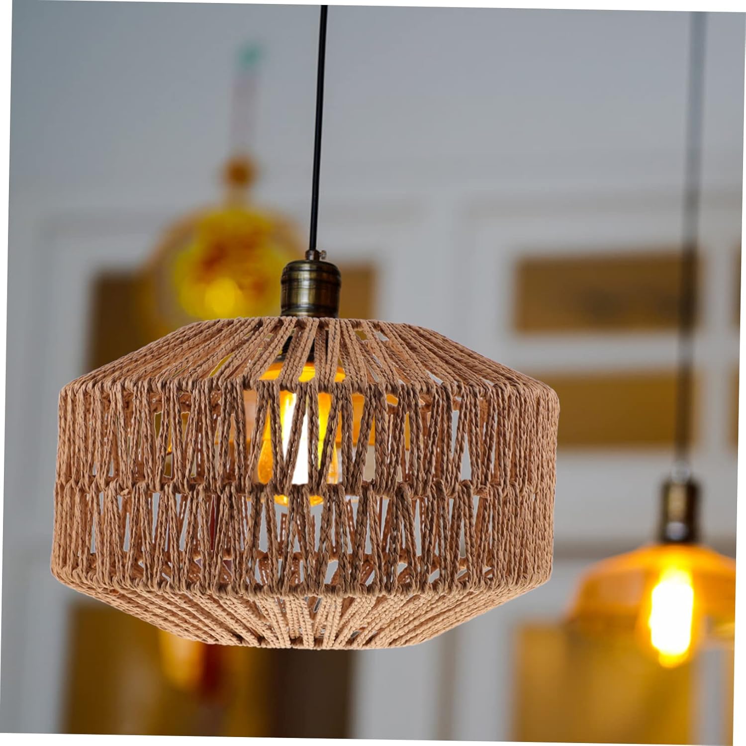 Amosfun Hanging Paper Ceiling Light Cover Vintage Industrial Style Lampshade for Bedroom Decor Fixture