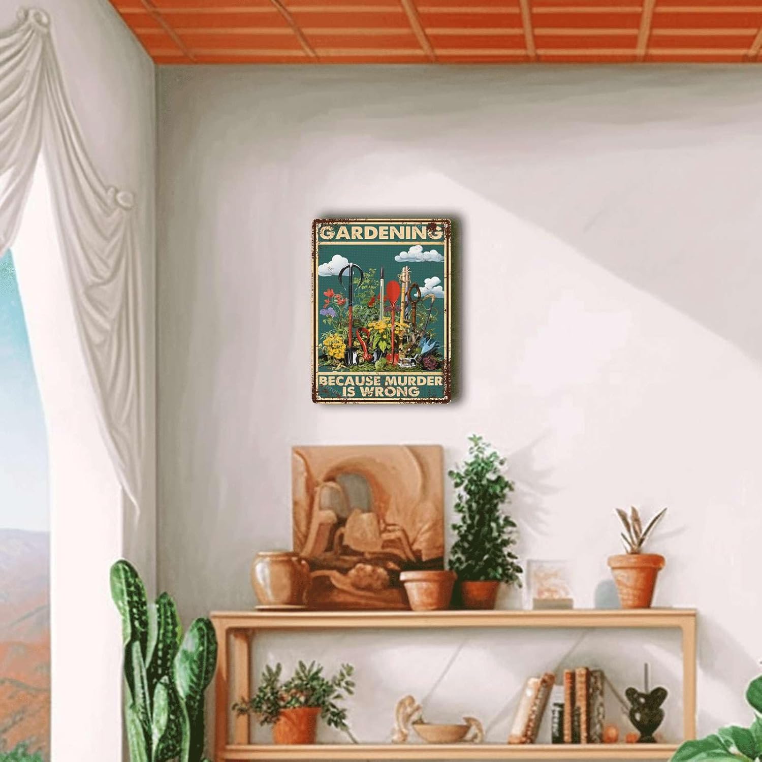 Vintage Metal Tin Signs Gardening Because Murder Is Wrong Garden Plant Wall Decoration Gift For Gardener Best Gifts New Year Friends Family Fun Signs Wall Decoration Aluminum-12x16inch