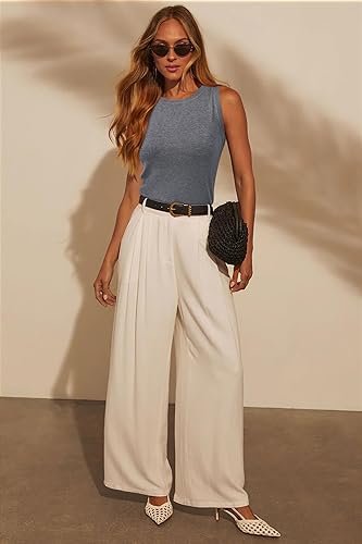 Miniatura 3 de Arach&Cloz Suéteres de mezcla de lana para mujer, no se transparentan, sin mangas, para todas las estaciones, para negocios, informal, 2025