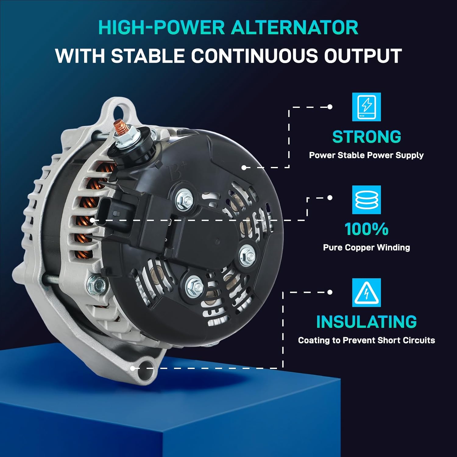 14009N 170A Alternator Compatible with Chevy 14-18 Silverado 1500, 15-19 Tahoe, 16-18 Camaro, 15-18 Suburban, GMC 14-18 Sierra 1500, 15-19 Yukon, Cadillac 15-19 Escalade, 4.3L 5.3L 6.2L