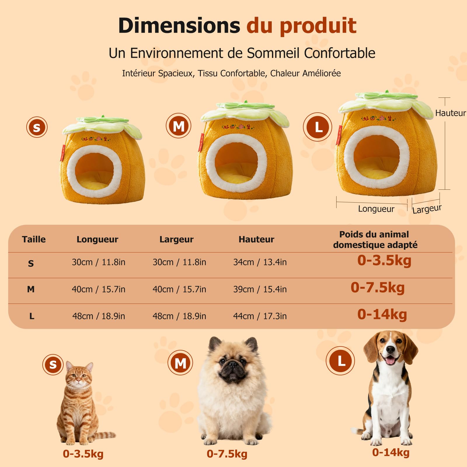 PETCUTE Panier pour Chat en Forme de Grotte,Lit pour Chats avec Fond Antidérapant,Nid Igloo pour Chats Chiens Petits Animal de Compagnie avec Coussin Amovible et Lavable,Facile à Plier et Ranger,L