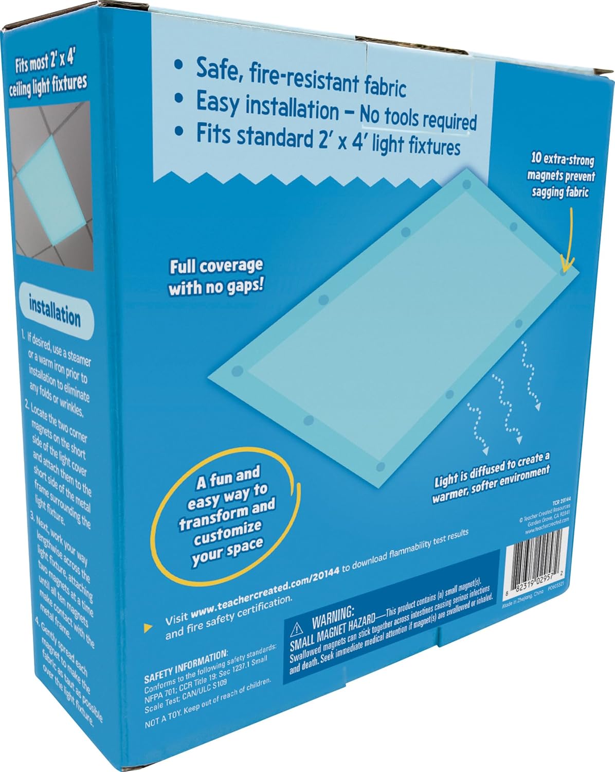 Teacher Created Resources Light Blue Calming Covers Ceiling Light Filters (TCR20144)
