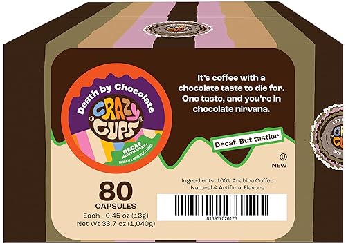 Vista 25 de Crazy Cups Café de una sola porción con sabor para máquinas Keurig K-Cup, plátanos descafeinados para fomentar la llama, 22 cápsulas por caja