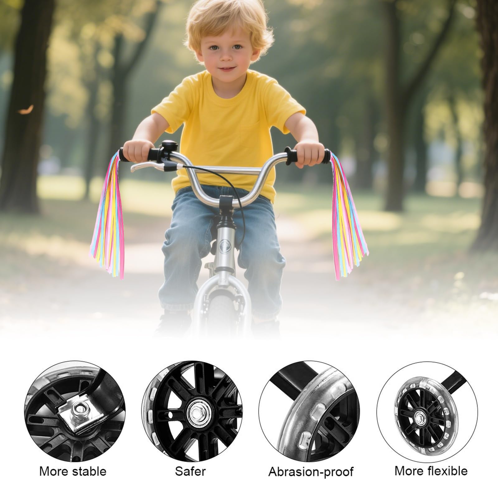 Stabilisateur de vélo universel lumineux pour enfants et débutants - Roues stabilisatrices pour vélos 12 14 16 18 20 pouces avec fixation métallique et pneus en caoutchouc durable