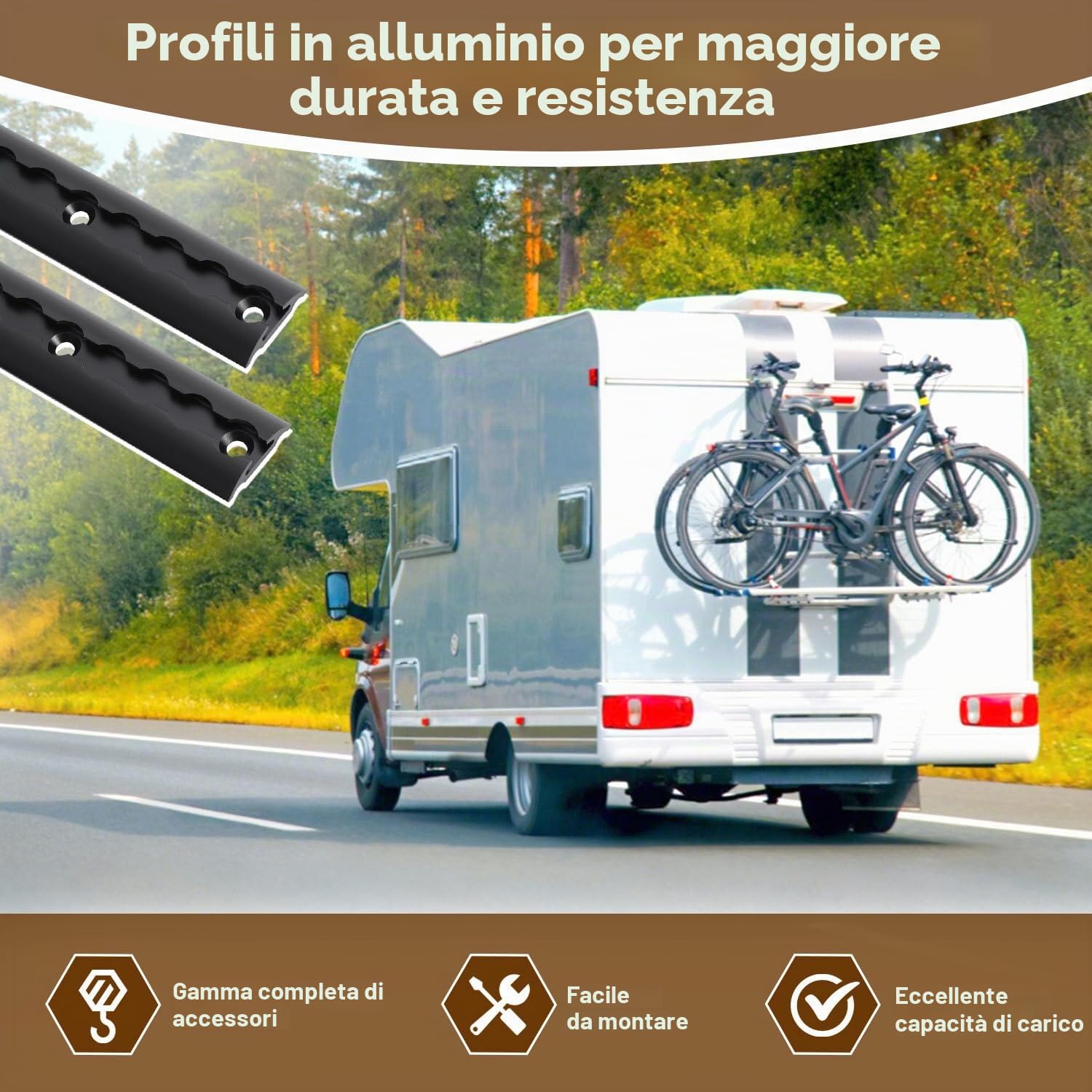 4 x 1 m rotaia airline in alluminio, forma semicircolare con fori, guida di ancoraggio anodizzata con 10 occhielli e 8 tappi terminali, fissaggio del carico per rimorchi, auto e camper
