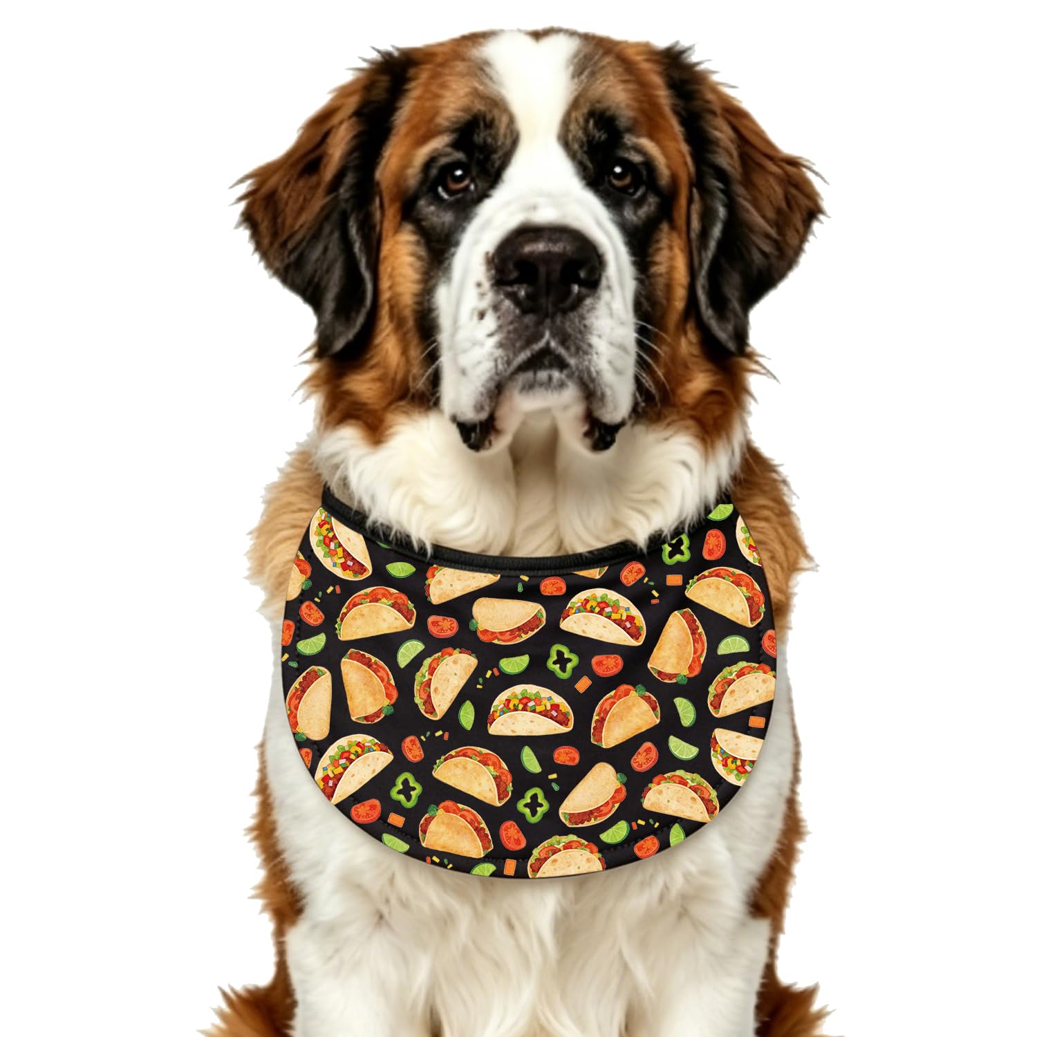 Mexican Taco Dog Drool Bib for Large Breeds Taco Dog Lover Gift Adjustable XL For Large Giant Breed Newfoundland Saint Bernard Mastiff (TACOS dog drool bibs2)