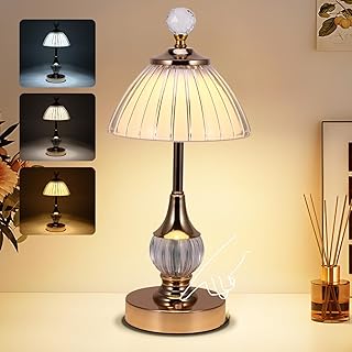 ALLOMN Tischlampe aus Kristall, Dimmbare Touch LED Tischlampe mit 3 Farbmodi, Kabellose Wiederaufladbare Nachttischlampe Einstellbare Helligkeit für Schlafzimmer, Wohnzimmer, Bar, Restaurant