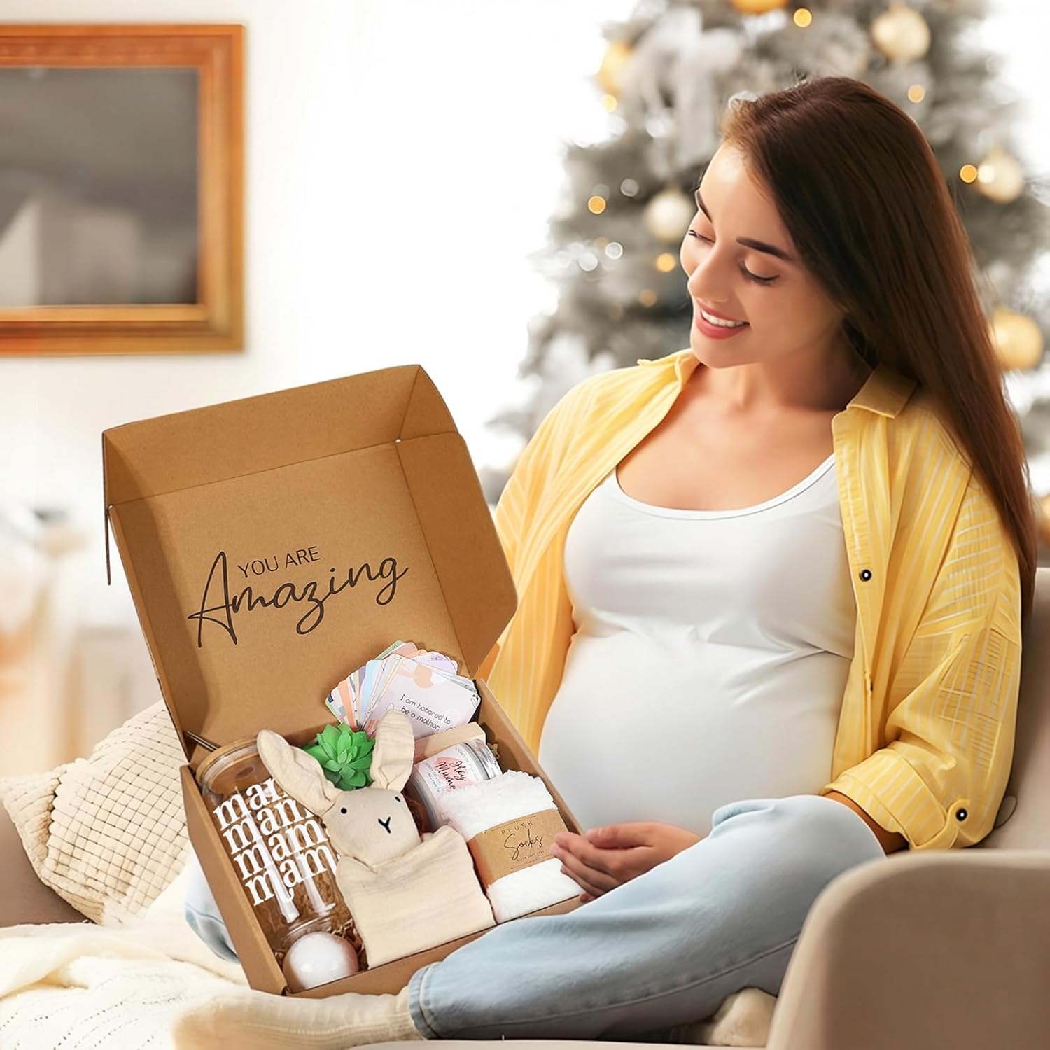 New Mom Care Package & Baby Shower Gift, Pregnancy Gifts for Expecting Mom to Be, Postpartum Gifts for Mom Wife Daughter Sister Friends Coworkers, First Time Pregnancy Mothers Day Birthday Gift