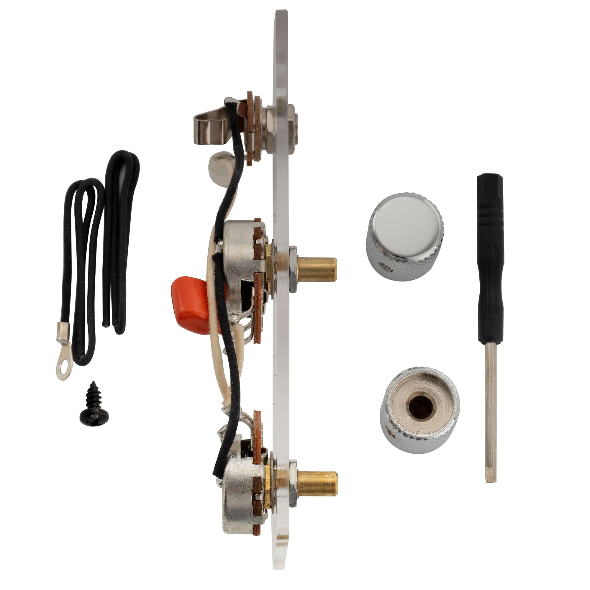 Musiclily Pro Kit de Arnés Cableado Precableado para Bajo Eléctrico Precision Bass estilo Americano con Potenciómetros 2A, Jack Nickel