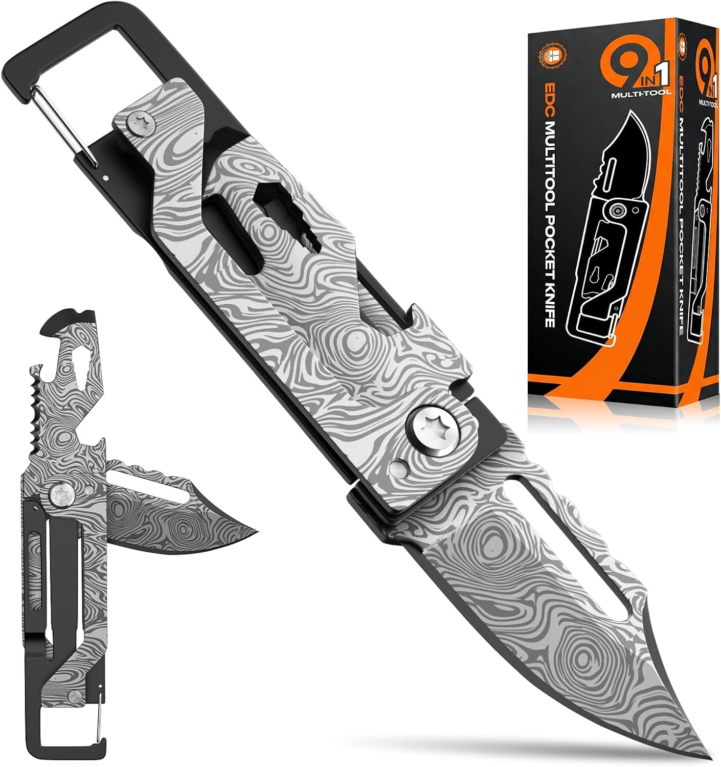 9-in-1 EDC Mini Multitool Knife, Folding Utility Knife, Screw Wrenches, Bottle Opener, Screwdriver, Small Pocket Knife For Outdoor, Camping, Hiking, Gifts For Men Women