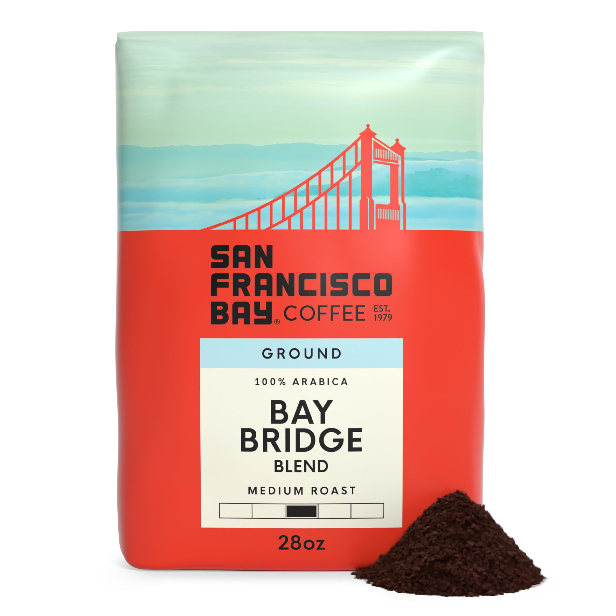 San Francisco Bay Ground Coffee, Bay Bridge Blend (28 oz Bag), Medium Roast Coffee Bay Bridge Blend 28 Ounce (Pack of 1)