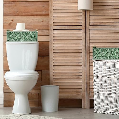 Miniatura 5 de Cestas decorativas bohemias de macramé para organizar, cesta decorativa tejida para encimera, cesta de papel higiénico para camiseta sin mangas para
