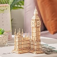 Vista 4 de ROBOTIME Rompecabezas 3D de madera para adultos, kit de construcción de modelos de bricolaje Big Ben TG507 y pagoda de cinco pisos TGN02