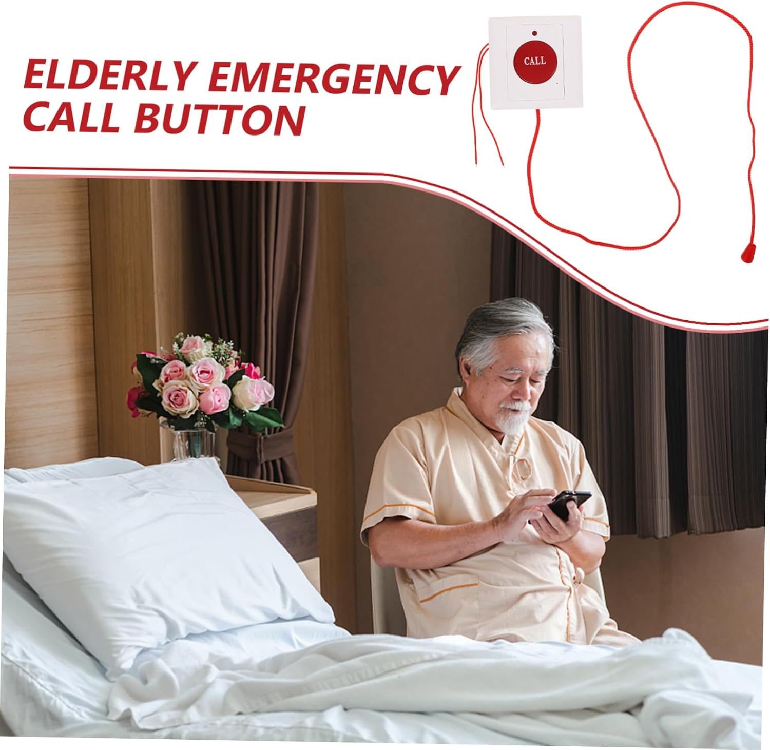 Emergency Call Button Wall Mount for Elderly and Disabled Patients