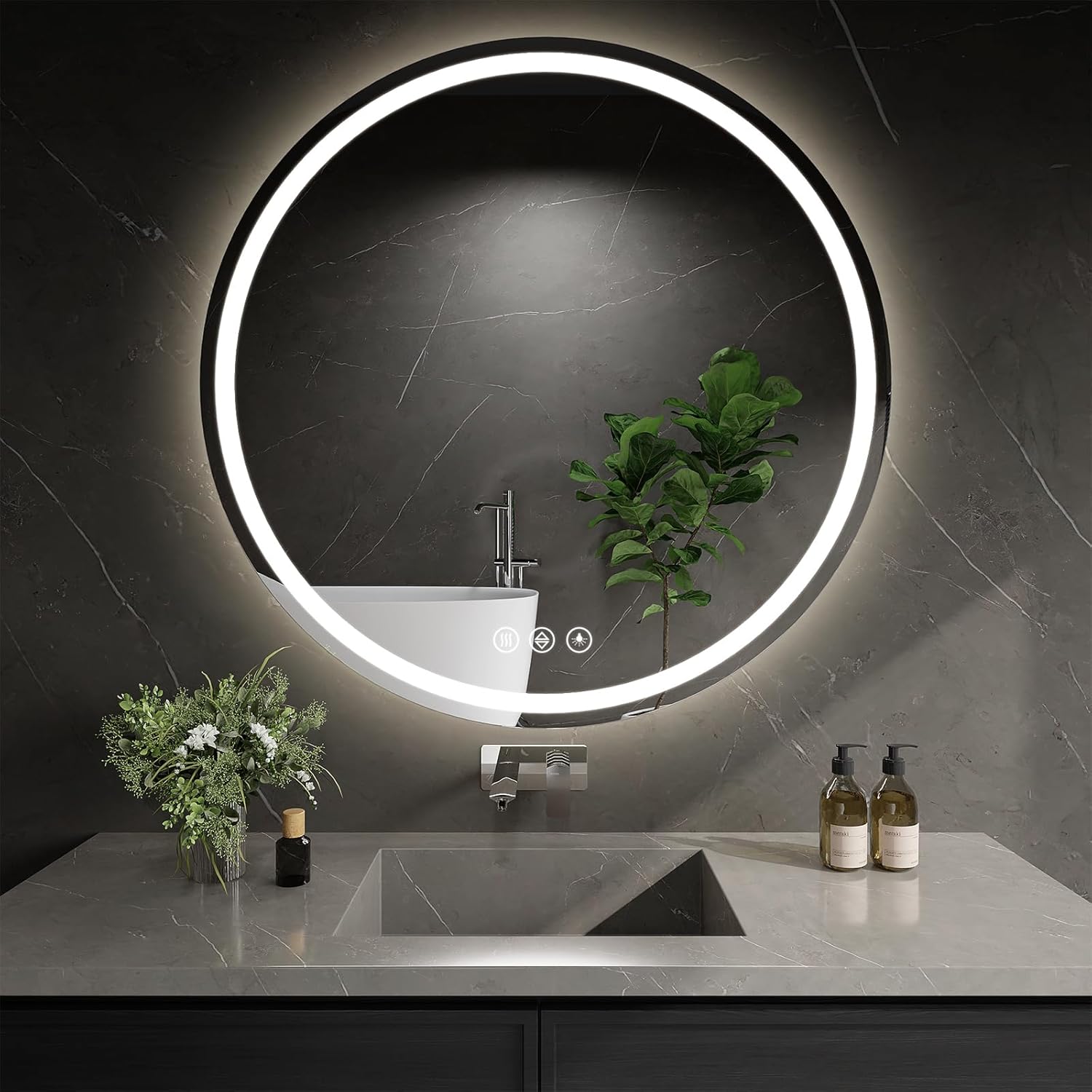 LED Bathroom Mirror 30 Inch Round Bathroom Mirror with Lights, Circle Wall Mirror with 3 Colors Brightness, Anti-Fog for Bathroom Vanity, Entryway Living Room LED Bathroom Mirror 30 Inch Round Bathroom Mirror with Lights, Circle Wall Mirror with 3 Colors Brightness, Anti-Fog for Bathroom Vanity, Entryway Living Room