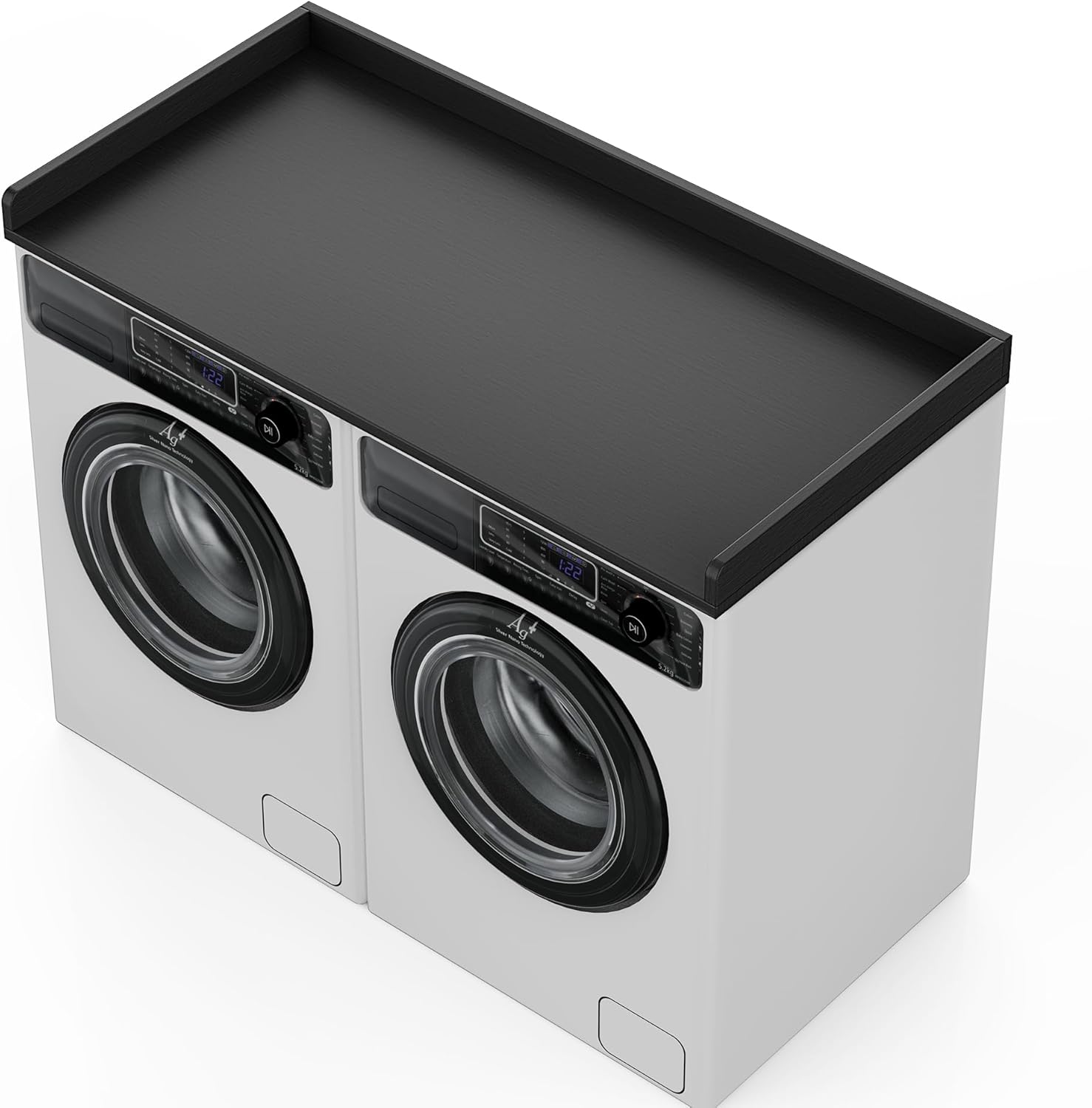 Washer Dryer Countertop, Bamboo Countertop with Edge Rails for Laundry Room Organization and Storage, Washer Dryer Topper for Laundry Room, 27.5" x 54" Black