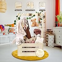Vista 2 de Cajón Armario de Madera para Baby Shower, Cesta de Baby Shower con Perchero de 33.5 pulgadas de Alto y Columpio, Caja de Bienvenida DIY para Bebé