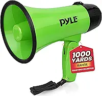 Bullhorn portátil para alto-falante Megafone – Compacto e operado com bateria de 20 watts, microfone, 2 modos, som PA e alça dobrável para líder de torcida e uso policial – Pyle PMP22GR
