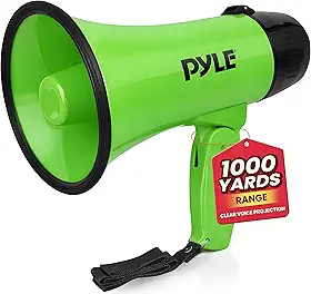 Bullhorn portátil para alto-falante Megafone – Compacto e operado com bateria de 20 watts, microfone, 2 modos, som PA e alça dobrável para líder de torcida e uso policial – Pyle PMP22GR
