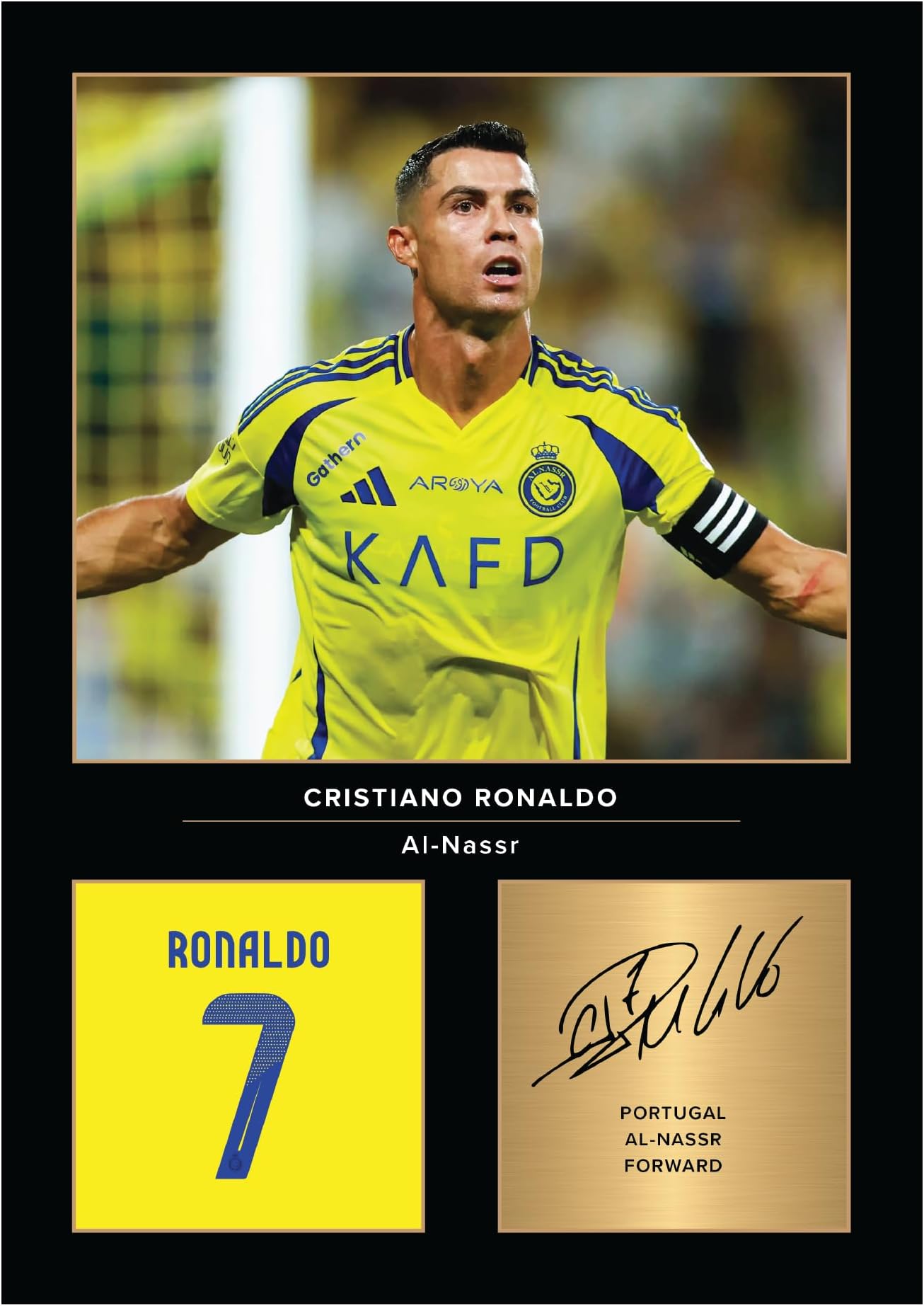 Icons Wall Art Cristiano Ronaldo Al Nassr FC Signed A4 Printed Photo Picture Display Gift For Real Madrid Fans Digitally Reproduced Signature Unframed
