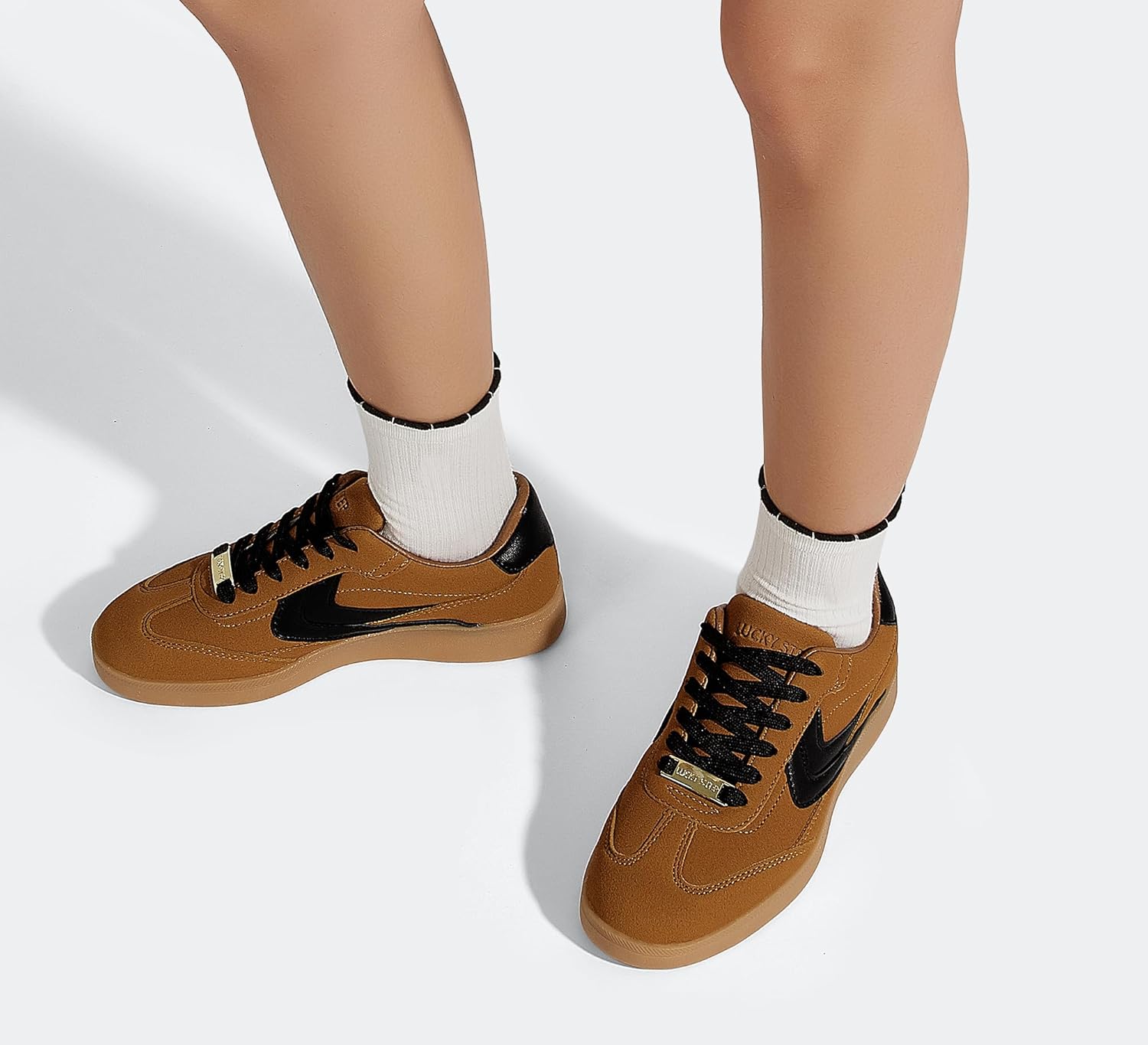 LUCKY STEP Women Retro Sneakers Fashion Classic Gum Sole Tennis Skate Shoes Casual Trendy Walking Trainer Anti Slip Flat Low-Top Footwear - Image 8