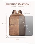 SYTRAH Sac à dos en cuir pour femmes, 15.6 inch Laptop Purse Daypack Camela en cuir pour femme Sac à dos pour ordinateur portable: dédié 15.6" Compartiment, 8-Pocket Organisation, Sac à bagages, Voyages/Affaires/Travaux