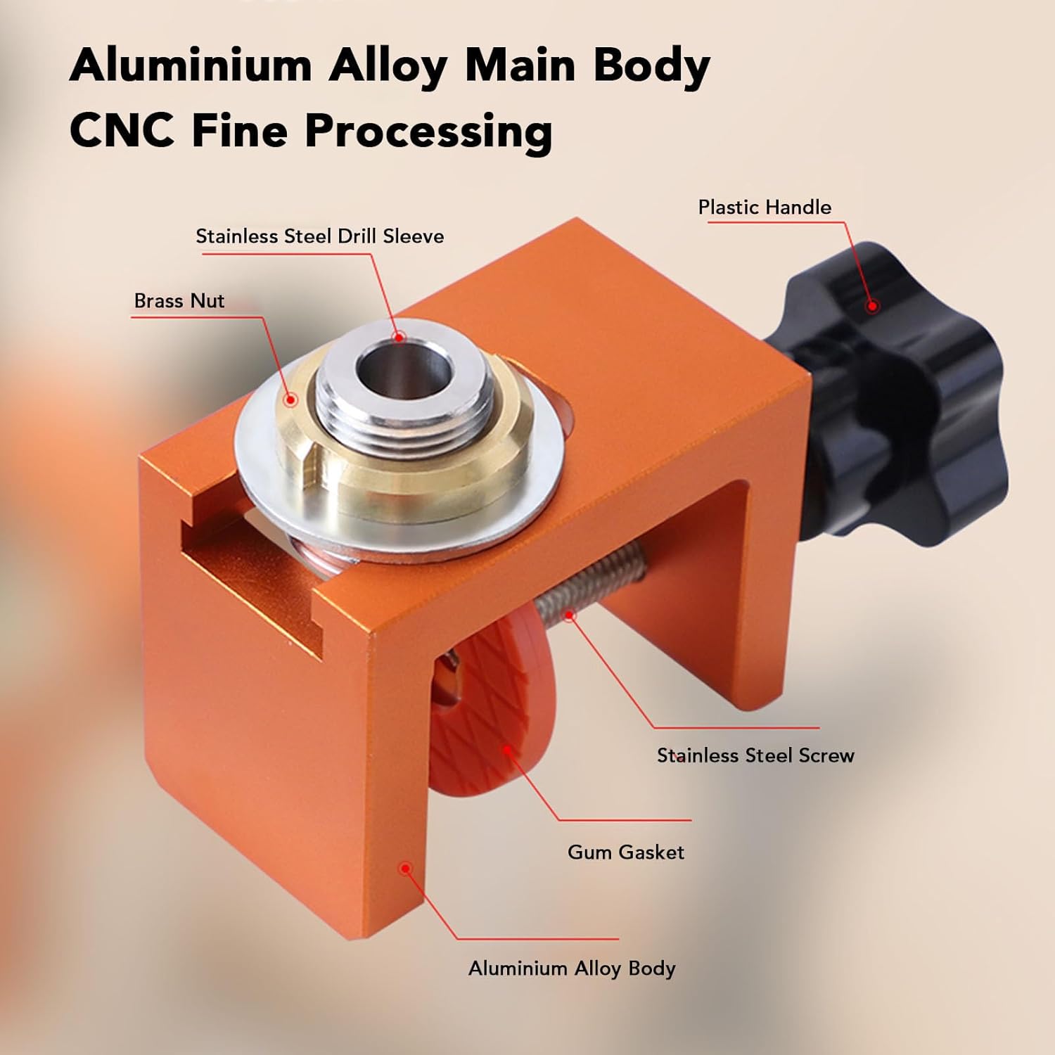 Pocket Hole Jig, Aluminum Alloy Drill Guide Puncher Locator, Impact Resist Metal Drilling Locator, Pocket Hole Template, Pocket Hole Drill Guide for Wood