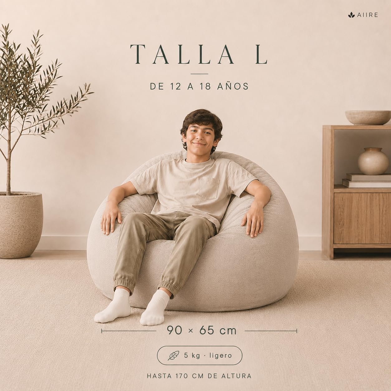 Aiire Pouf Chambre Ado Design - Pouffe Poire Salon Rond avec Remplissage Inclus pour Decoration de Chambre Adulte ou Enfant XXL - Bean Bag Chair Gros ou Coussin de Sol Geant